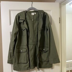 Army green lightweight canvas jacket